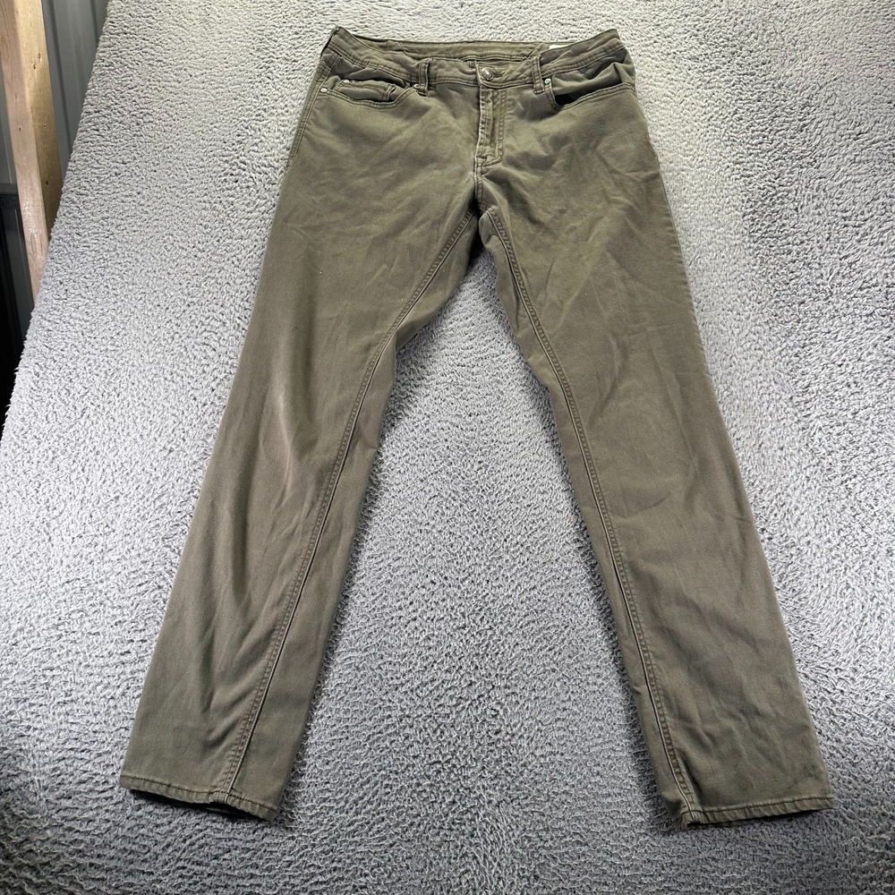 Archer Jeans Men's 34x34 Green Cotton Denim Straight‎ Slim Fit Workwear Stretch